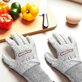 1 Pair Anti Cut Resistant Kitchen Safety Gloves Level 5 -Gray