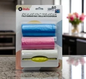 Pack of 3 Disposable Diaper Bag Refill Rolls – 60 Bags + Nappy Bag Dispenser