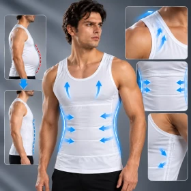 Men’s Slim Fit Compression Tank Top WHITE-XL