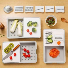 Multifunctional Vegetable Cutter & Peeler – 5 Replaceable Blades