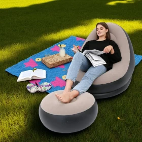 Inflatable Leisure Sofa Chair with Footstool