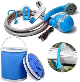 Travel Shataf Bidet Hose Spray with Foldable Bucket Rechargable -15lit