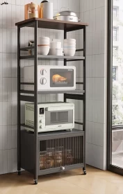 5-Tier Kitchen Microwave Oven Rack Storage Organizer with Wheels