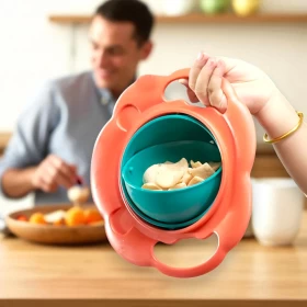 Spill Proof 360 Rotating Baby Feeding Gyroscope Bowl