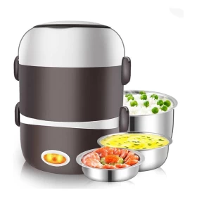 2L Electric Heating Lunch Box – 3-Layer Portable Food Warmer & Mini Rice Cooker