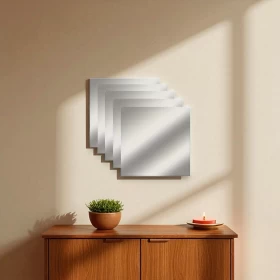 4 Piece Acrylic Square Wall Mirror Set -20x20cm