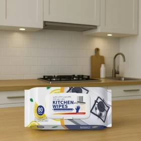 Kitchen Cleaning Wet Wipes – Lemon Scented (80 Count)