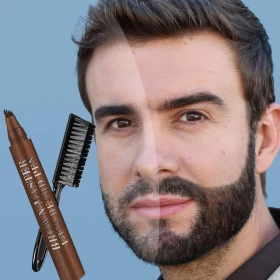Waterproof Beard Filling Pen with Beard Brush – Brown