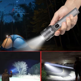 Rechargeable LED Flashlight Torch With Zoom Digital Display 8000Lumens-80WATT