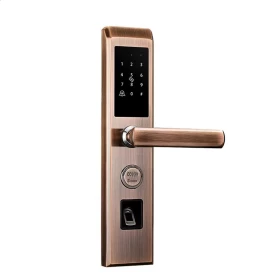 Smart Fingerprint Door Lock with App Remote Control Wooden-Bronze