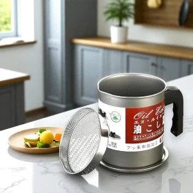 Stainless Steel Cooking Oil Container With Strainer Lid -1.4L