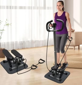 Stair Climber Fitness Machine with Resistance Bands & LCD Display