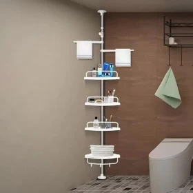 Adjustable Bathroom Multi Corner Shelf | 4-Tier Telescopic Shower Organizer | 100–260cm