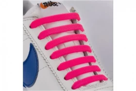 16 Pieces Silicone No Tie Shoelaces For Sneakers -Pink