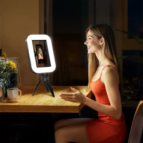 Porodo Lifestyle Handheld Ring Grip Camera & Phone Vlogging Light with Desktop Support