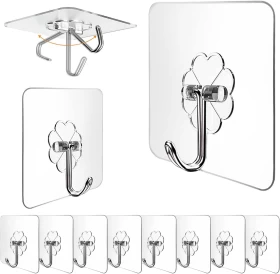 Heavy-Duty Adhesive Wall Hooks  12-Pack