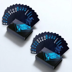 2pack Black Waterproof Playing Cards Deck for Games-108psc