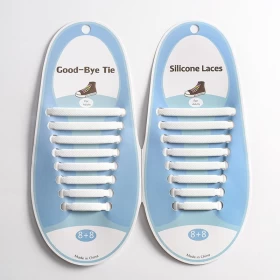 16 Pieces Silicone No Tie Shoelaces For Sneakers - white
