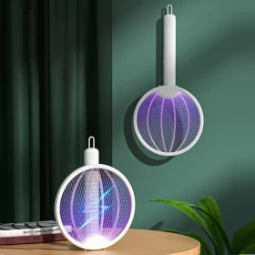 Electric Fly Swatter 3000V Bug Zapper with Purple Light Mosquito Trap Lamp for Indoor & Outdoor Use  Large Size Insect Killer