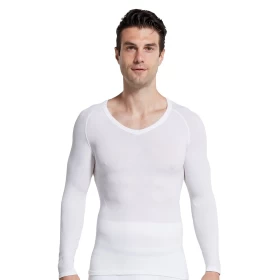 Men Thermal Compression Slimming Warm Undershirt-White017