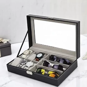 Multi Slot Leather Watch/Goggles Box Organizer Case