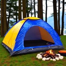 Windproof Canvas Camping Tent 4 Person For Outdoors -208x208cm