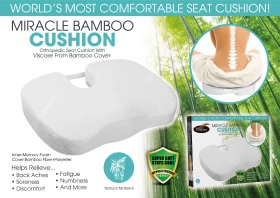 Miracle Bamboo Seat Cushion – Orthopedic Memory Foam Cushion with Bamboo Cover