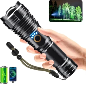 Rechargeable XHP90 Tactical Flashlight – 900,000 High Lumens