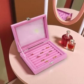 Jewelry Storage Box with Safety Lock Velvet Lining