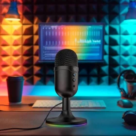 Porodo Gaming Omni-Directional USB Microphone – Clear Voice for Streaming & Gaming