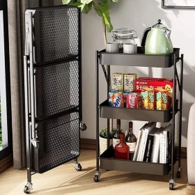 3-Tier Multipurpose Foldable Metal Storage Trolley