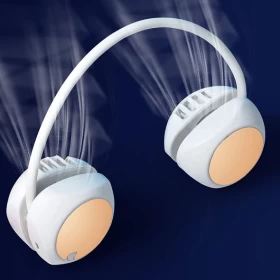 Portable Neck Folding Small Fan – Gold | 3-Speed Turbo USB Fan