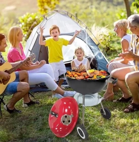 Round Kettle Charcoal Barbecue Grill 18 Inch – Red Lid