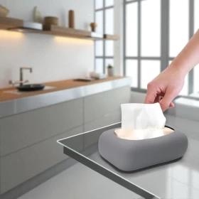 Silicone Tissue Storage Holder with Adhesive Base -19x12CM