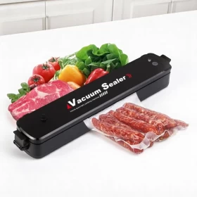 Vacuum Sealer Machine Automatic Air Sealing with 10 bags  for Food-Black