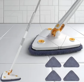 Triangular 360 Rotating Microfiber Cleaning Mop with Long Handle -130cm