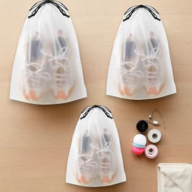 3 psc Waterproof Frosted Shoe Travel Bags -Mixed Sizes