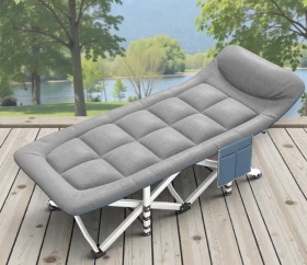 Foldable Adjustable Bed With Mattress And Headrest -188cm
