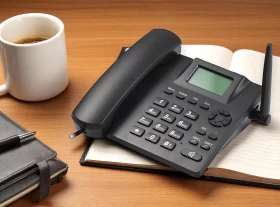 Wireless GSM Desk Phone with 2 SIM cards slots-ReChargable Battery