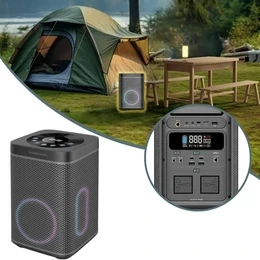 مولد Powerology المحمول 300 واط بسعة 90000mAh مع نظام صوت Hi-Fi مدمج