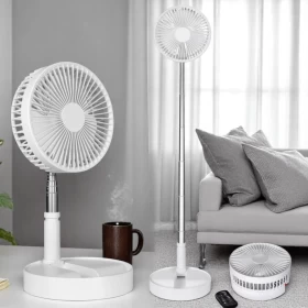 Portable Rechargeable Foldable Desk and Floor Pedestal Fan -36x99cm