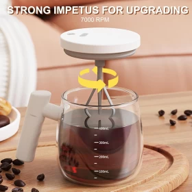 Self-Stirring Mug – 400ml Automatic Mixing Coffee Cup (White)