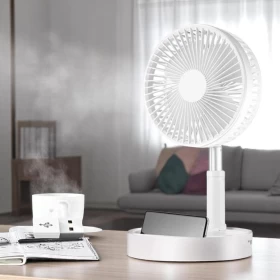 Portable Rechargeable Foldable Desk and Floor Pedestal Fan -36x99cm