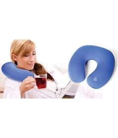 Neck Massage Pillow – U-Shaped Vibrating Travel Pillow with MP3 Speakers (Blue)