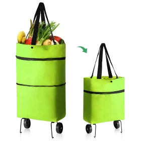 Collapsible Trolley Shopping Bag  (Green)