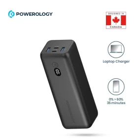 Powerology Onyx 30000mAh Dual USB-C Power Bank – Power That Keeps You Moving!