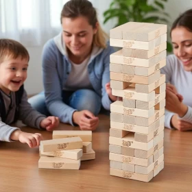 Wooden Beech Building Block set Stacking Board Game